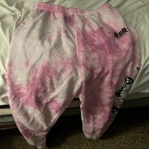 Pink and white BSR sweatpants from zumiez